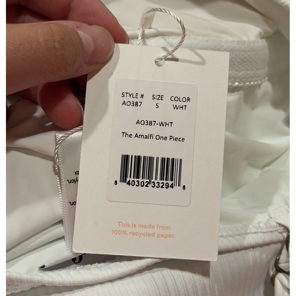NWT Andie Swim The Amalfi One Piece Swimsuit White Eco Ribbed Women's Size Small - Picture 7 of 9